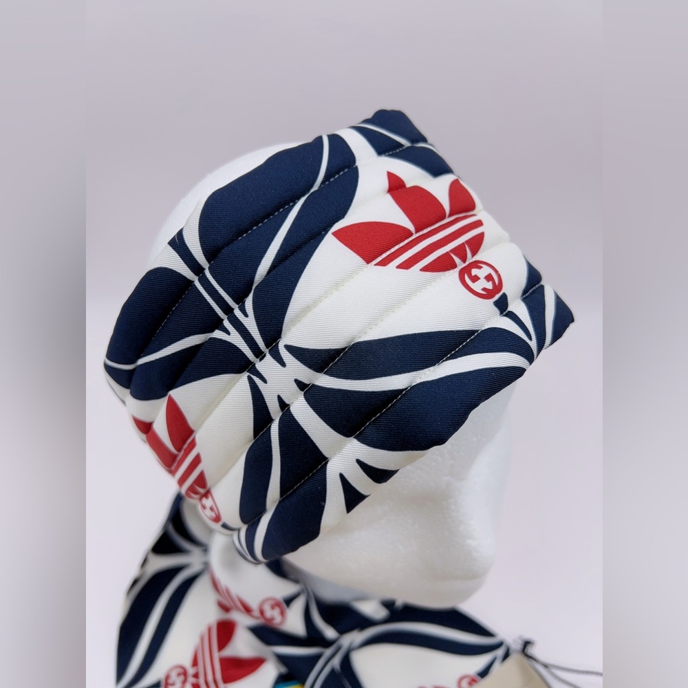 ❌SOLD❌Adidas X GUCCI GG Trefoil Print Silk Headband Hair Scarf Size M (57cm) - Picture 4 of 11